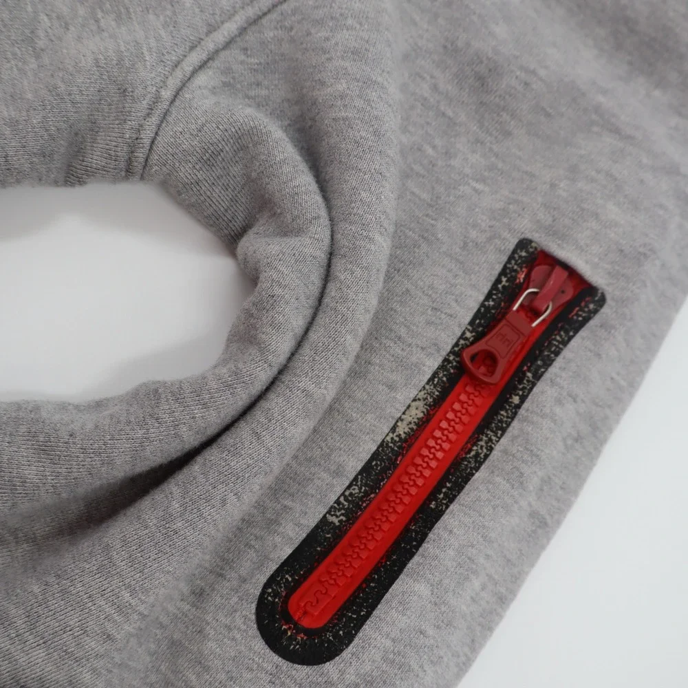 Nike Sportswear Hoodie Mens‎ Medium Grey Red Bonded Zip Tech Fleece NSW Full Zip